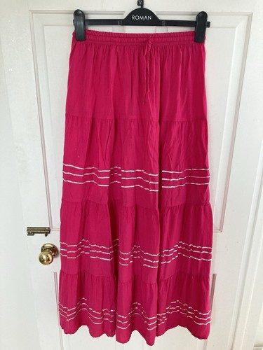 Hot pink boho maxi skirt - hot,