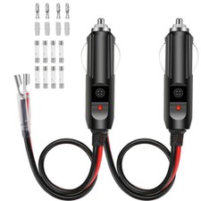 2 Pack 12V Fused LED Light Cigarette Lighter Male Plug Replacement with Leads
