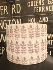 MADE TO ORDER DRUM OR EMPIRE LAMPSHADE SAM WILSON STUDIO AUBERGINE LEAF FABRIC 