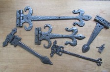 PAIR of HINGES cast iron rustic door tee t hinges vintage old retro cottage 
