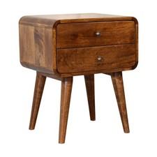 Curved Chestnut Bedside Table