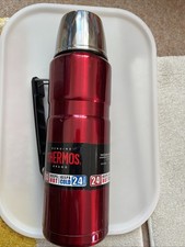 Thermos Flask 1.2L Large Red Insulated Stainless King Steel Metal Drink Cup