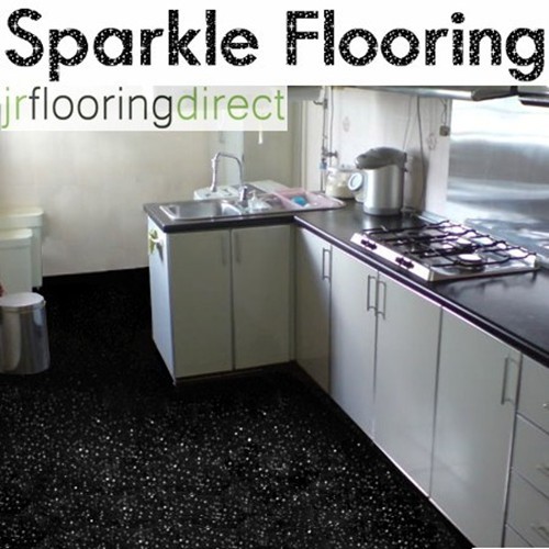 Black sparkly kitchen flooring - black,