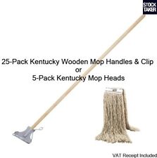 25 x Charles Bentley Kentucky Wooden Mop Handle & Clip OR 5 x 16oz Twine Heads