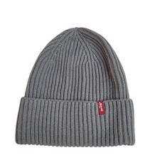 Levi's Grey Acrylic Beanie Hat