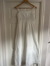 Zara White Sun Dress Maxi Size Medium Lined Embroidered Bodice Shirring BNWT