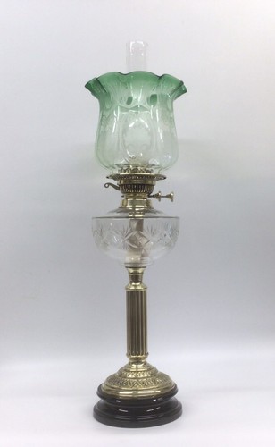 Antique oil lamp cut crystal - cut,