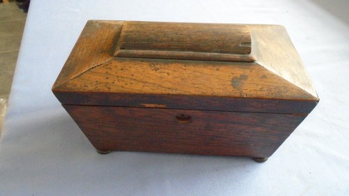 Antique tea caddy oak wood - antique,