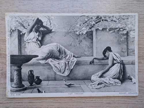 Vintage postcard day dreams - vintage, postcard,