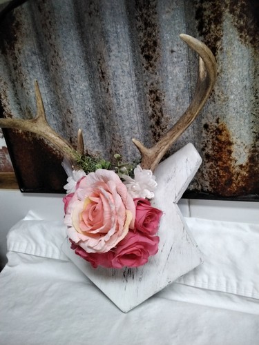 Deer antler wood plaque - antler,