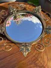 Vintage Mid Century Brass Perry Overmantel Globe Mirror 1950s Small Wall Hanging