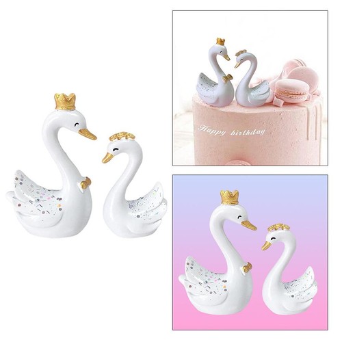 Resin swan figures for cake - 4,