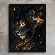 Black And Gold Lion Wall Art