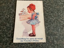 Vintage postcard 1925 J L Biggar everything’s gone up except my Saturdays penny