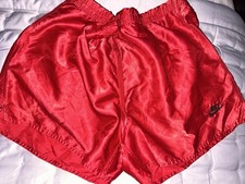 Nike Vintage Retro Shiny  Shorts Medium Red Men's Casual Soccer Satin Shorts