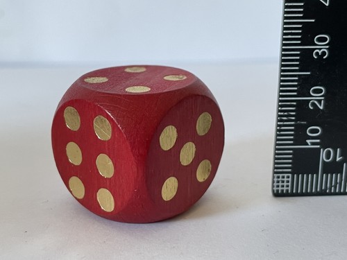 Vintage wooden dice red - wooden,