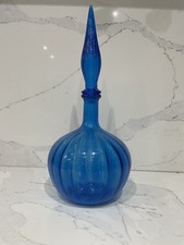 Vintage Cobalt Blue Empoli Onion Shaped Bottle Decanter Apothecary