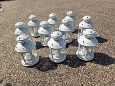 10 White Metal Lanterns With Battery Operated Night Lights