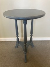 Round, hand painted, sparkly topped wooden occasional table in dark grey.
