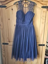 little mistress navy blue knee length dress size 14 nwot