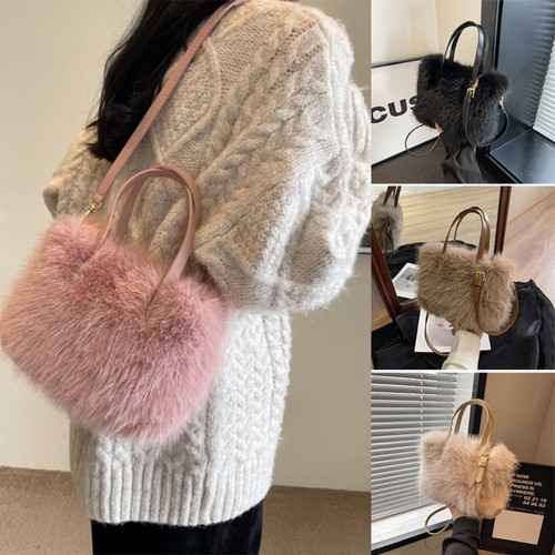 Faux fur female crossbody bag - faux,