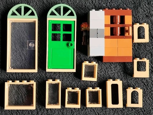 Lego windows doors - windows, beige