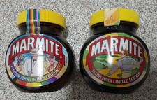 2 Elton John Limited Edition, collectible empty Marmite jars