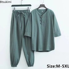 Men cotton linen set chinese - linen,