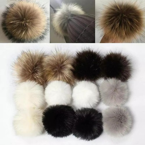 Fluffy faux fox fur pom - fluffy, poms