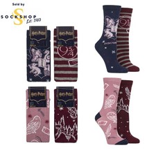 Women's Harry Potter Hogwarts Cotton Socks Film Movie Merch Gift 4 Pair Size 4-8