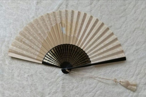 Peacock fan with - peacock, beige