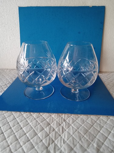 Pair large lead crystal cut - of,