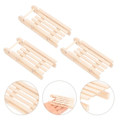 3pcs khaki wooden - khaki, sleigh