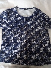  Ladies Blue & White Pattern  tunic Top Size Uk 14 bnwot asda george