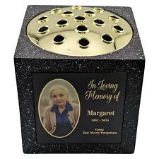 Personalised Printed Black Memorial Rose Bowl Grave Marker Flower (UV PRINTED)