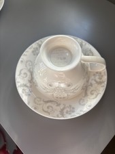Laura Ashley "Josette" Grey Bone China Cup  and Saucer NEW