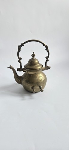 Vintage etched brass kettle - vintage,
