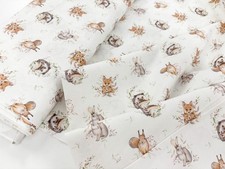 Woodland Animal Cotton Fabric Autumn Snuggles Fox Rabbit Hedgehog Dressmaking