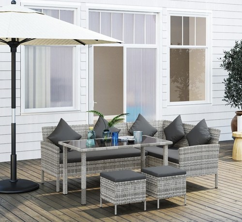 Seater rattan dining set - 6-seater,