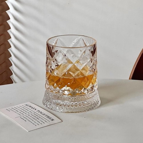 Spinning crystal whiskey glass - whiskey,