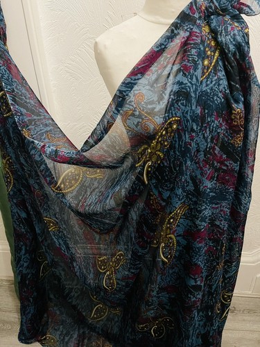 Teal multi colour georgette - 1m,