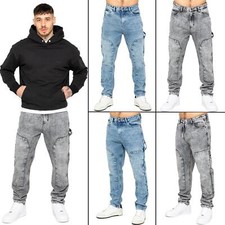 Enzo Mens Carpenter Jeans Regular Fit Straight Leg Casual Mid-rise Pants