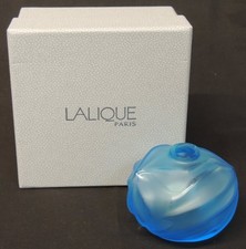 BEAUTIFUL LALIQUE CRYSTAL LIGHT BLUE SOLIFLORE ROYAL PALM VASE SIGNED MIB
