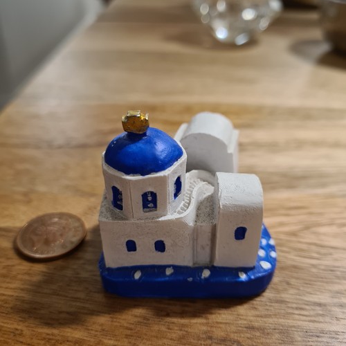 Mini ceramic greek church - ceramic,