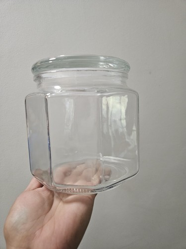 Hexagonal storage glass jar - hexagonal,