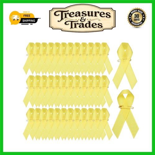Yellow satin awareness ribbons - yellow,