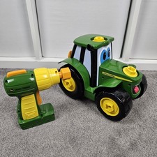 Johnny Tractor 46655 John Deere Farm Toy 16pc Set Drill Removable Wheels Screws