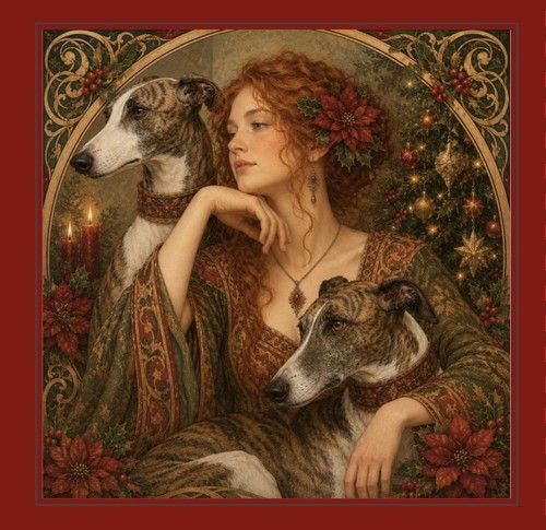 Greyhound and pre raphaelite - ,