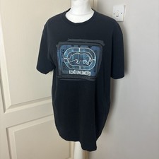 Vintage 90s Ecko Unlimited Size Large Rap Japan style t-shirt Rare 00s Black Blu