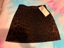 Brand New Zara TRF Suede-Effect Leopard-Print Mini Skirt- Brown, Size XS